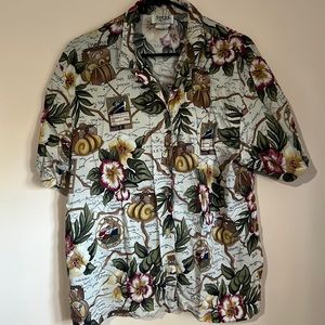 Vintage travel themed button down